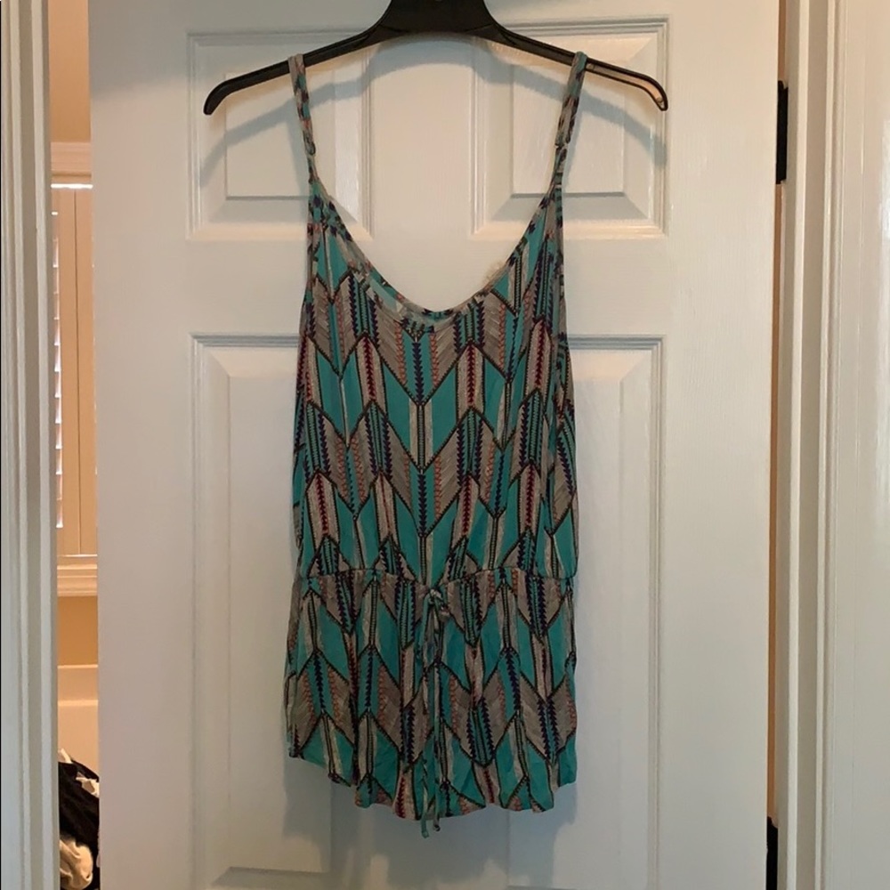 Moon and Sky multi-colored tank with tie at waist